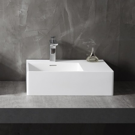 ABBER STEIN AS2644 L sink, suspended, 560x385x160 mm, left, artificial stone-1