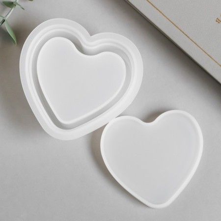 Mold Silicon "Casket Heart" with a lid 9x8x4.9 cm-2