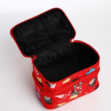Cosmetic bag, 2 parts on lightning, red color-2