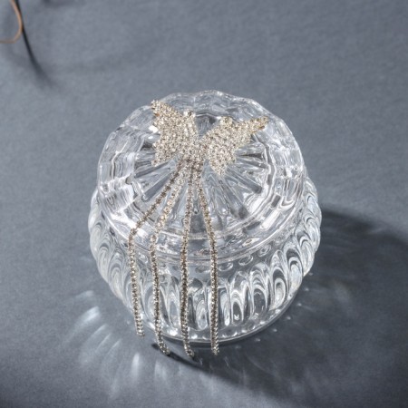 Casket glass "Butterfly with a train" silver 7.5x7.5x7 cm-3