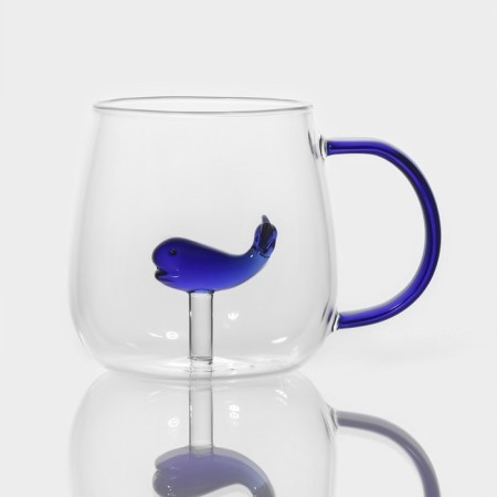 Glass mug with a figure at the bottom "Seren. Kit ", 350 ml