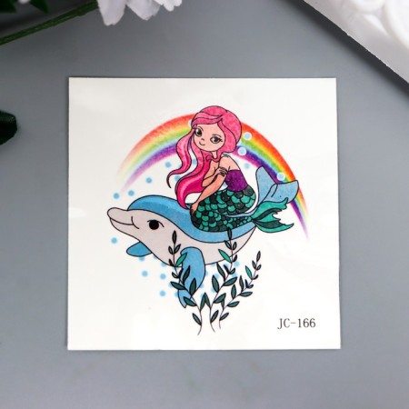 Tattoo on the body color "Mermaid and dolphin" 6x6 cm
