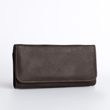 Women's wallet on the button, gray color