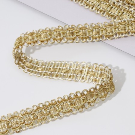 Decorative braid, 16 mm, 9.1 ± 1 m, cream/dark beige color-1