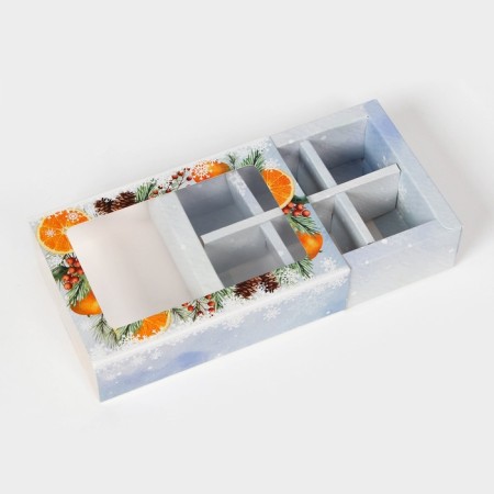 New Year. Box for 6 sweets "Miracles Time", 13.7 x 9.8 x 3.8 cm, confectionery packaging-4