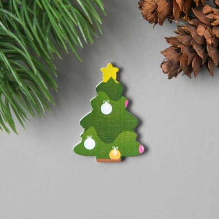 Decor for creativity wood "Christmas tree patchwork" set of 15 pcs 3.5x2.5 cm mix-2