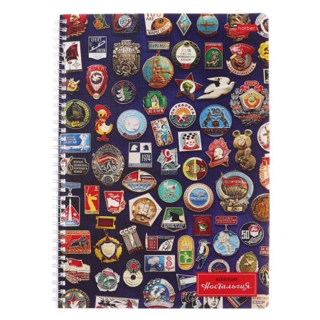 Notebook A4, 96 sheets in a cage on the crest nostalgia, covered cardboard, matte lamination, embossing, block 65g/m2, 4V mix-4