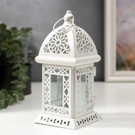 Summary metal, glass 1 candle "East. Calm" White 20.5x9.5x9.5 cm