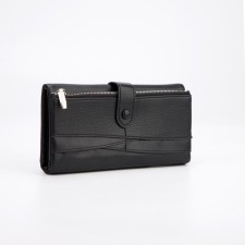 Women's wallet on the button, black color