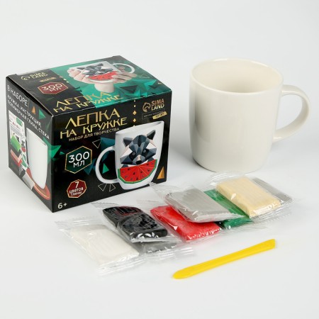 Set for decor mug polymer clay. Modeling on the circle "polygonal raccoon"-1