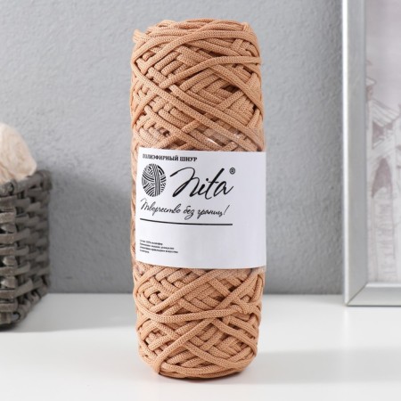 Knitting cord 100% polyester, width 3 mm 100m (caramel)