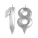 Candle in the cake jubilee "line" (set 2 in 1), number 18/81, silver metallic, 6.5 cm