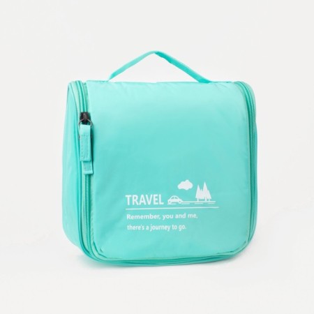 Cosmetic bag, a lightning department, with a handle, with a hook, mint color