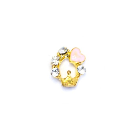 Metal fittings Pole "Oval Pink Heart", 4 pcs