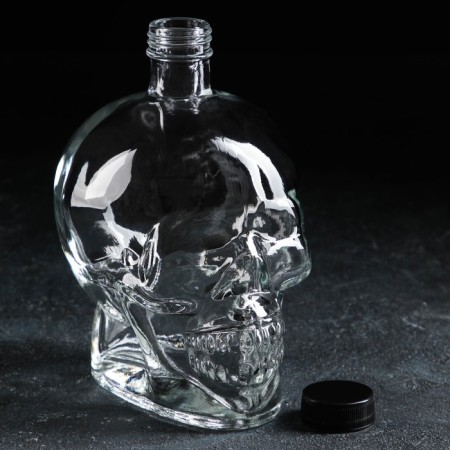 Glass bottle "Skull", 740 ml, transparent color-1