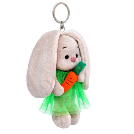 Soft toy-cords "Bunny mi in a green dress, with carrots", 14 cm-1