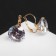 Earrings with “Big Sapphire” rhinestones in inclination, D = 1.6, white color in gold