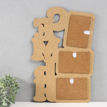 Photo frame LHDF "Family" 33x51 in 3 photos 10x15 cm, col. Wenge-white (plastic screen)-2