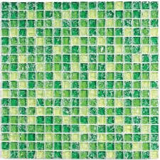 Мозаика стеклянная с камнем Bonaparte, Strike Green 300х300х8 мм