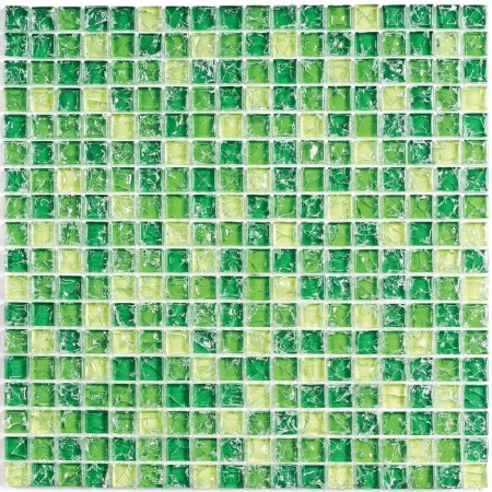 Мозаика стеклянная с камнем Bonaparte, Strike Green 300х300х8 мм