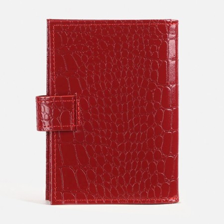 Cover for autoDocations and passports on the button, crocodile, red color-1