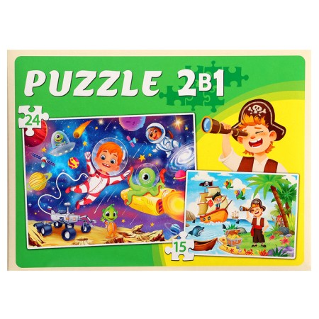 Maxi-Puzzles 2 in 1 "Pirates and Cosmos No. 1", 15 and 24 elements-4