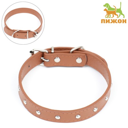 Cleaned -leather riveted collar, 46 x 1.9 cm, mix of flowers