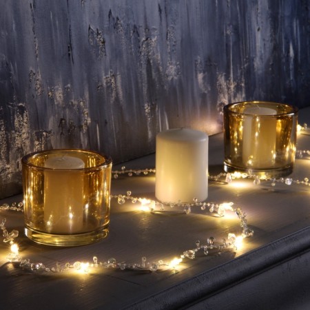 Garland “thread” 2 m Rosa with nozzles “Crystal”, IP20, silver thread, 20 LED, AAX2 batteries (not complete), 2 modes, glow warm white