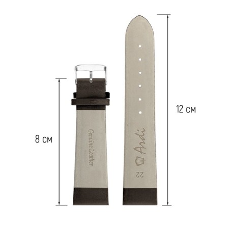 Watch strap, male, 22 mm, harness 75 mm, larynx 115 mm, leather, brown-1