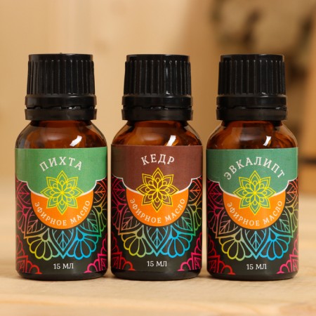 A set of essential oils "Cedar. Eucalypt. Fir" cosmetic, 3 pcs 15 ml-1