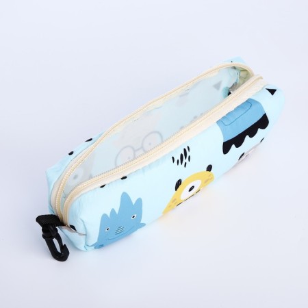 School backpack from textiles on a zipper, 3 pockets, pencil case, blue color-9