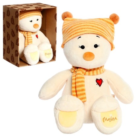 Soft toy "Bear Masha" in a hat, 30 cm