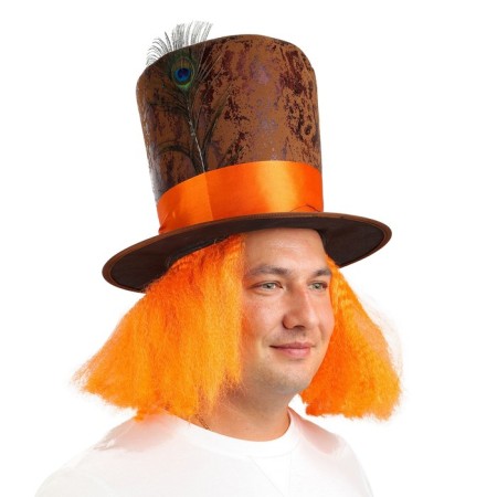 Carnival hat "Cylinder" with hair rr 56-58-1