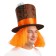 Carnival hat "Cylinder" with hair rr 56-58