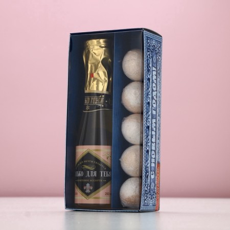 New Year. New Year's gift set, shower gel 250 ml and bath bombs 5x40 g, champagne aroma-8