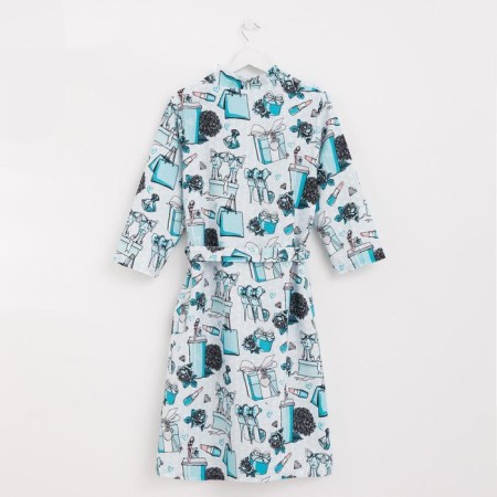 Women's bathrobe Ethel "Mint Mood" sleeve 3/4, size 42-44, waffle 200g/m2, 100% cotton-7