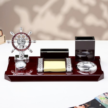 Table set 6V1 with a business card holder, red tree-1