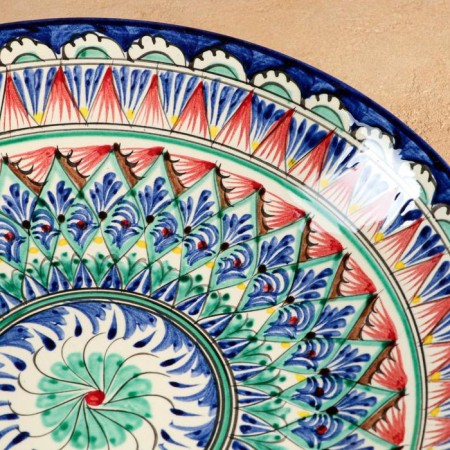 Largan Rishtan ceramics "Patterns", 33 cm, blue mix, deep-3