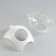The bowl is transparent on a white stand 10 x 12 x 13.5 cm