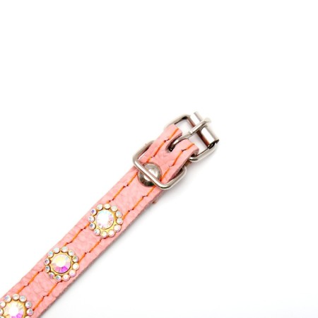 The collar is two-layer leather with rhinestones, 1.2 x 35 cm, Osh 20-30 cm, pink-4