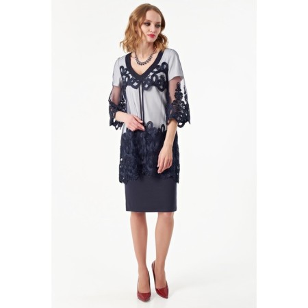 Female dress, size 42, blue, white color-3