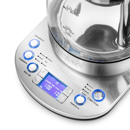 Electric kettle KitFort KT-6116, glass, 1.7 l, 2200 watts, backlight, silver-1