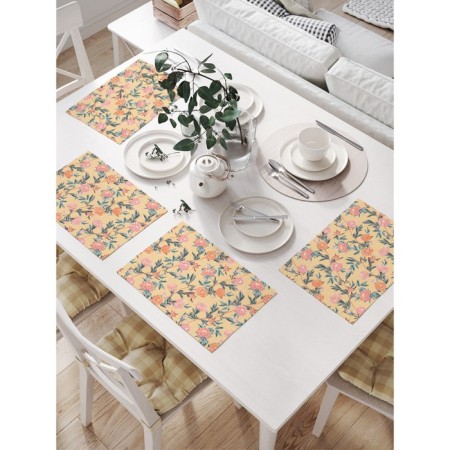 A set of napkins for setting the table "Flower weaving", rectangular, size 32x46 cm, 4 pcs