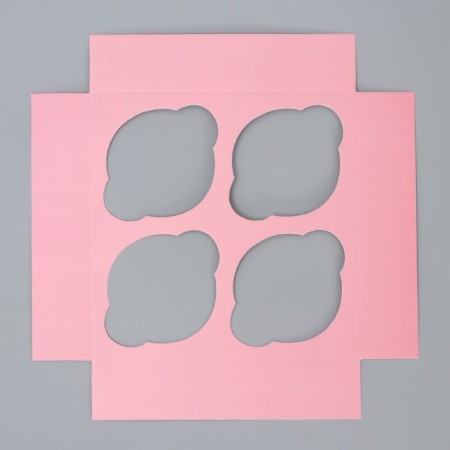 Capcake box, confectionery packaging double -sided, 4 cells "Tenderness" 16 x 16 x 10 cm-5