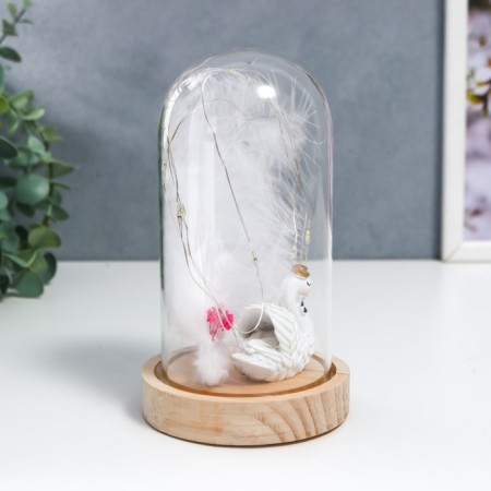 Souvenir Polystone "White Swan" Lumining flask 15.5x9.5x9.5 cm-2