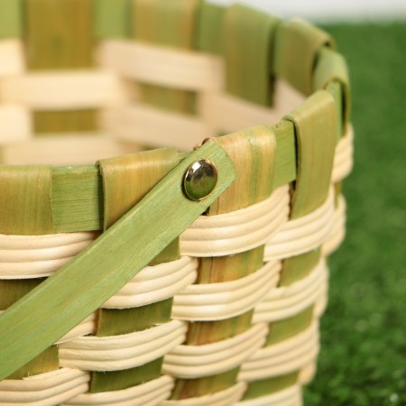 Wicker basket, green, 16.5 × 9.5 × 20 cm, veneer-1