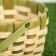 Wicker basket, green, 16.5 × 9.5 × 20 cm, veneer