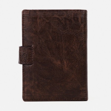 Male purse on the button, 3 in 1, for auto documents, passports, cards, bills, brown color-1