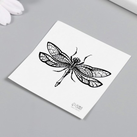 Tattoo on the body Black Dragonfly 6x6 cm-4