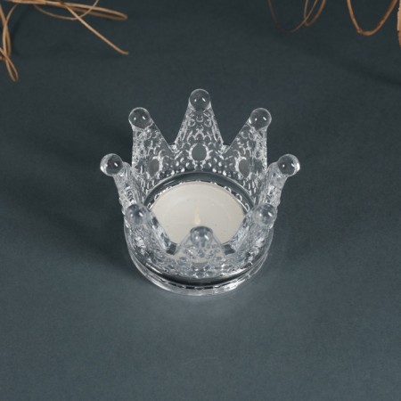 Glass of glass for 1 candle "Crown" transparent 5x7x7 cm-2